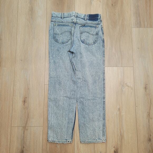 Vintage 80s Lee Riders 34x30 True to Size USA Made 12" Rise Acid Wash Talon Zip - Picture 4 of 10